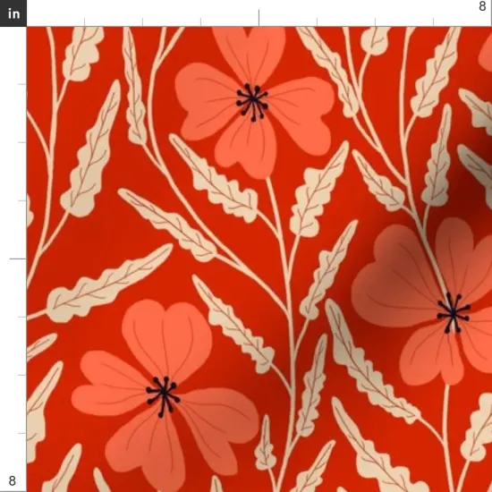 Various Fabrics by the Yard or Fat Quarter Bight Poppy Florals Flowers Botanical Garden Leaves Petals Blooms Vibrant Custom Printed Fabric by Spoonflower {4}