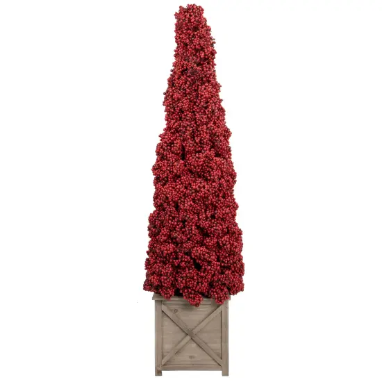 Allstate Artificial Berry Cone Potted Christmas Topiary - 50" - Red {1}