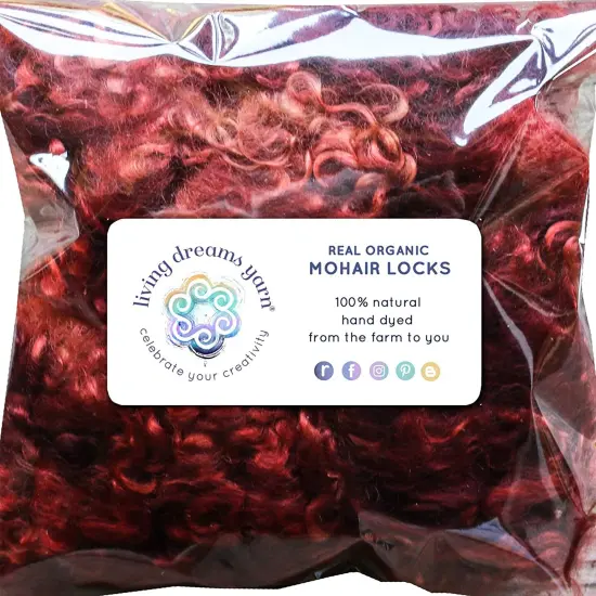 HENNA MOHAIR LOCKS. Organic Hand-Dyed Curly Wool for Rooting Doll Hair, Felting, Blending, Spinning. 1oz {1}