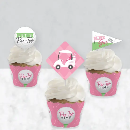 Big Dot of Happiness Golf Girl - Cupcake Decoration - Pink Birthday Party or Baby Shower Cupcake Wrappers and Treat Picks Kit - Set of 24 {4}