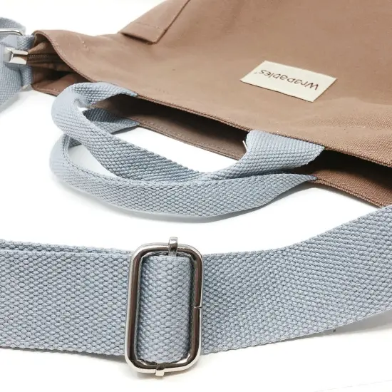 Wrapables Canvas Tote Bag for Women, Casual Cross Body Shoulder Handbag Chocolate {5}