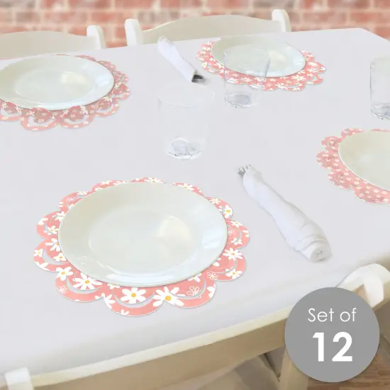 Big Dot of Happiness Pink Daisy Flowers - Floral Party Round Table Decorations - Paper Chargers - Place Setting For 12 {6}