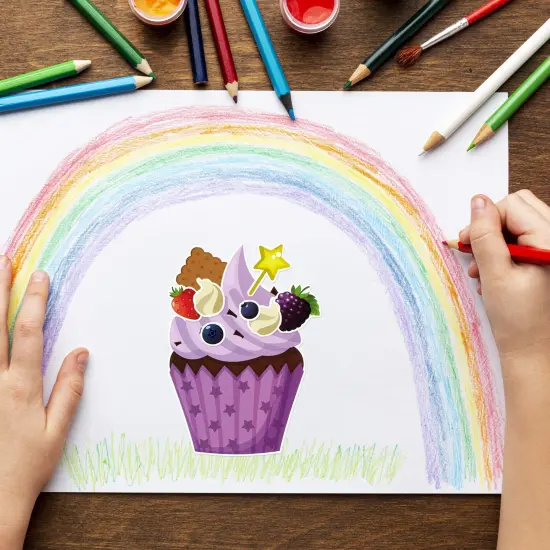 Wrapables Make Your Own Sticker Sheets, DIY Make a Face Animal, Food, Party Favor Stickers (24 Sheets) Cupcakes {4}