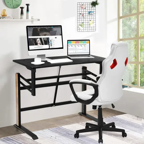 Costway Pneumatic Height Adjustable Standing Desk Sit to Stand Computer Desk Workstaion {2}