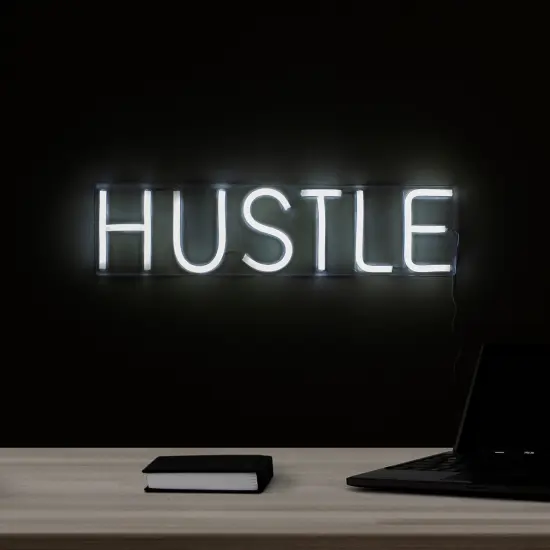 Northlight LED Hustle Neon Lighted Wall Sign - 20" - White {4}