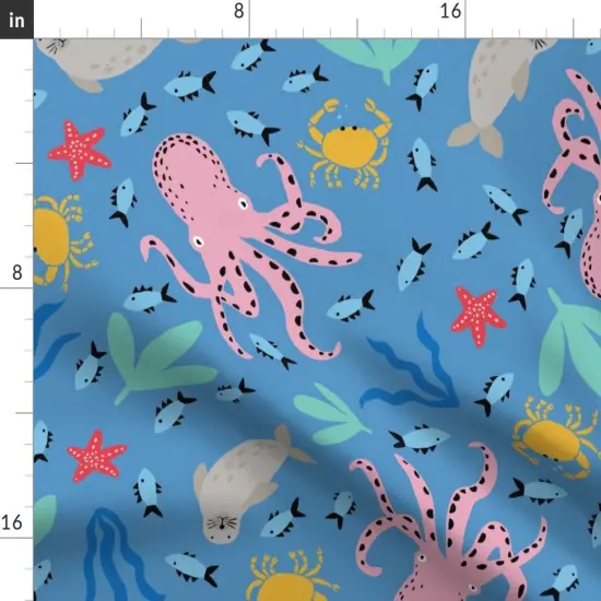 Various Fabrics by the Yard or Fat Quarter Sea Creature Whimsical Bright Colorful Ocean Nautical Coastal Custom Printed Fabric by Spoonflower {2}