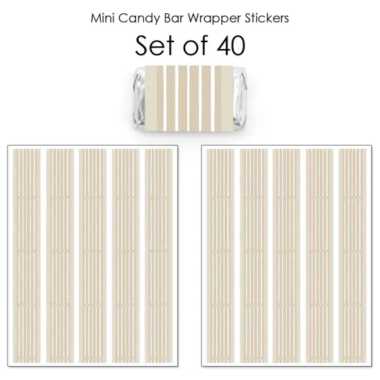 Big Dot of Happiness Tan Stripes - Mini Candy Bar Wrapper Stickers - Simple Party Small Favors - 40 Count {4}