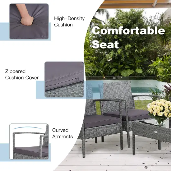 Costway 8 PCS Outdoor Rattan Furniture Set Patio Conversation Sofa Set Cushioned Grey {6}
