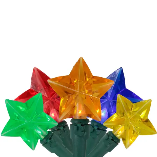Northlight LED Star Shaped Indoor Outdoor Patio Light Set - MultiColor - 4.5' Green Wire - 20ct {7}
