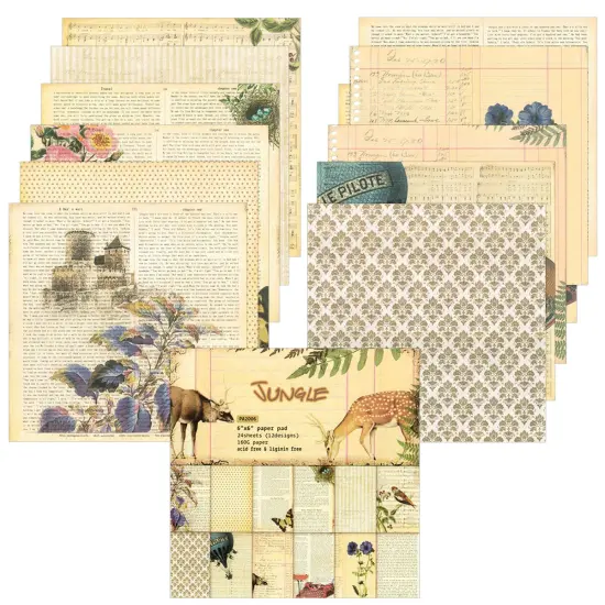 Wrapables 6x6 Decorative Single-Sided Scrapbook Paper for Arts & Crafts Projects, Scrapbooking, Card-Making Animals & Notes {1}