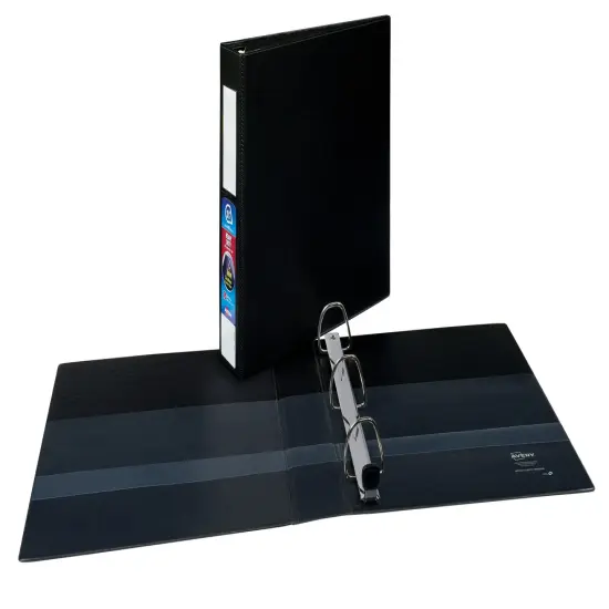 Avery Heavy-Duty Binder, 1-1/2" One Touch Rings, 400-Sheet Capacity, Label Holder, DuraHinge, Black (79991) {1}