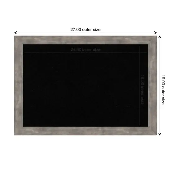 Marred Wood Framed Corkboard, Black Cork Marred Pewter {3}