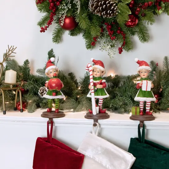 Northlight Standing Christmas Elves Stocking Holders - 8.5" - Set of 3 Green {3}