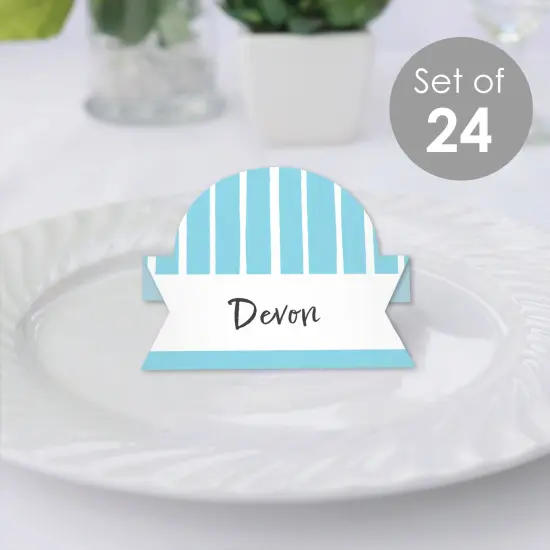 Big Dot of Happiness Blue Stripes - Simple Party Decorations Tent Buffet Card - Table Setting Name Place Cards - Set of 24 {3}
