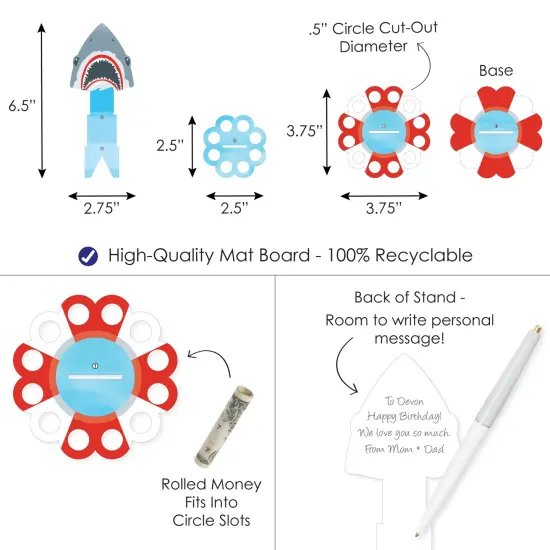 Big Dot of Happiness Shark Zone - DIY Jawsome Shark Party or Birthday Party Money Holder Gift - Cash Cake {4}