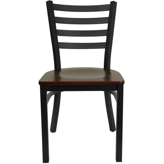 Emma and Oliver Ladder Back Metal Restaurant Dining Chair Mahogany/BlackMetal {3}