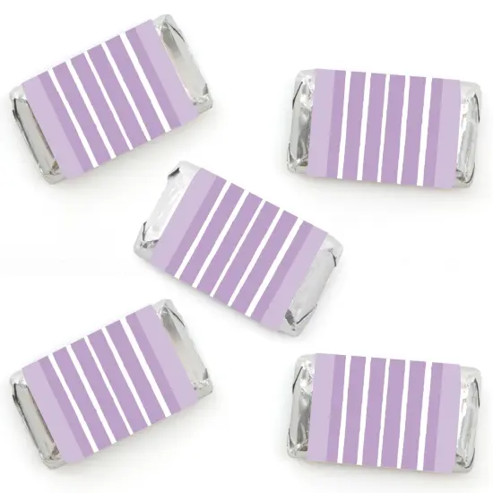 Big Dot of Happiness Purple Stripes - Mini Candy Bar Wrapper Stickers - Simple Party Small Favors - 40 Count {1}
