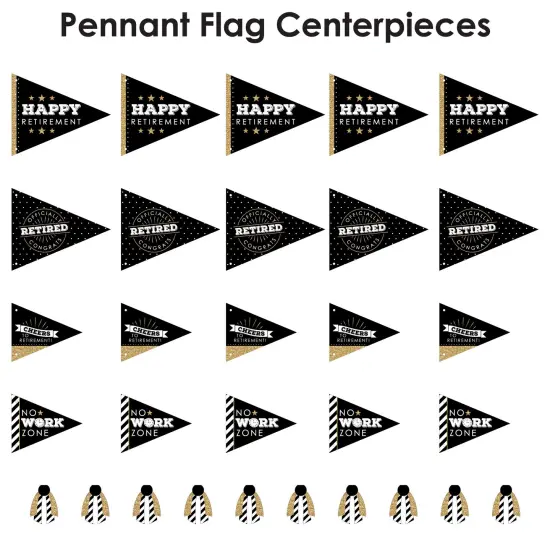 Big Dot of Happiness Happy Retirement - Triangle Retirement Party Photo Props - Pennant Flag Centerpieces - Set of 20 {7}