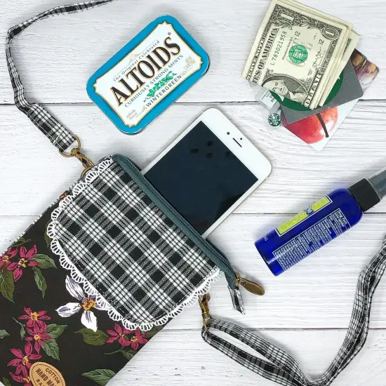 Wrapables Mini Crossbody Cell Phone Bag Front Flap / Black {5}