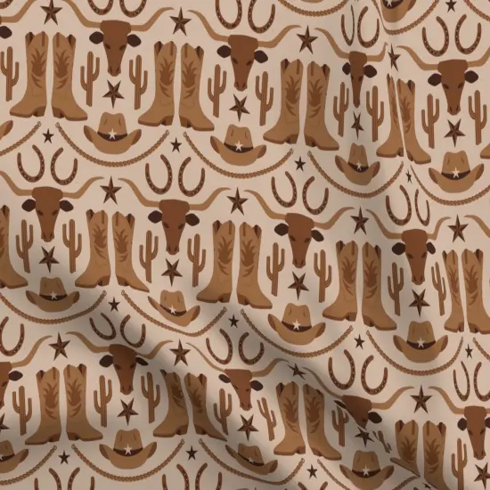 Various Fabrics by the Yard or Fat Quarter Western Cowboy Cowgirl Longhorn Southwest Earth Tone Cattle Horseshoe Desert Rustic Custom Printed Fabric by Spoonflower {5}
