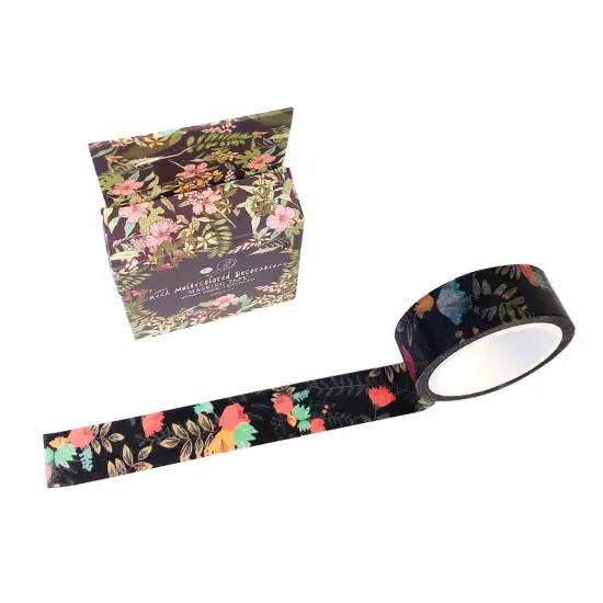 Wrapables Flowers and Greens Washi Masking Tape, 15mm x 7m Colorful Foliage {2}