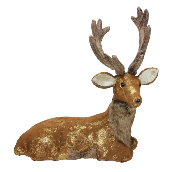 Northlight Reindeer Lying Down Christmas Figure - 16.5&rdquo; - Brown and Gold {1}