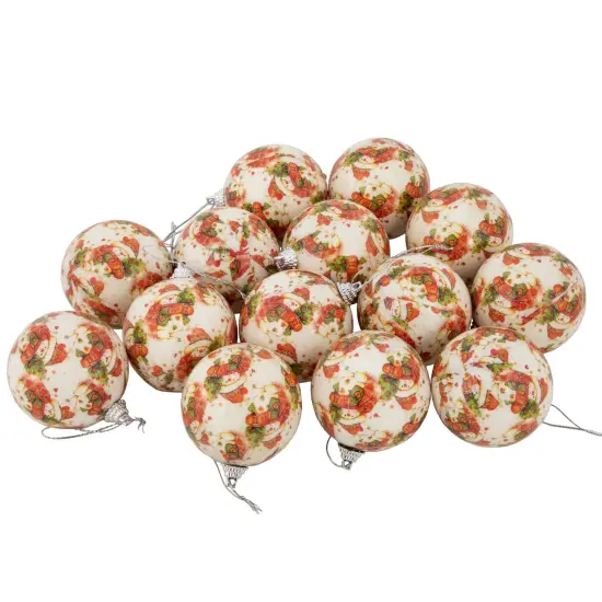 Northlight Decoupage Forest Snowmen Christmas Ball Ornaments - 2.25" (60mm) - 14ct White {1}