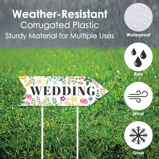 Big Dot of Happiness Wildflowers Wedding Signs - Boho Floral Wedding Sign Arrow - Double Sided Directional Yard Signs - Set of 2 {4}