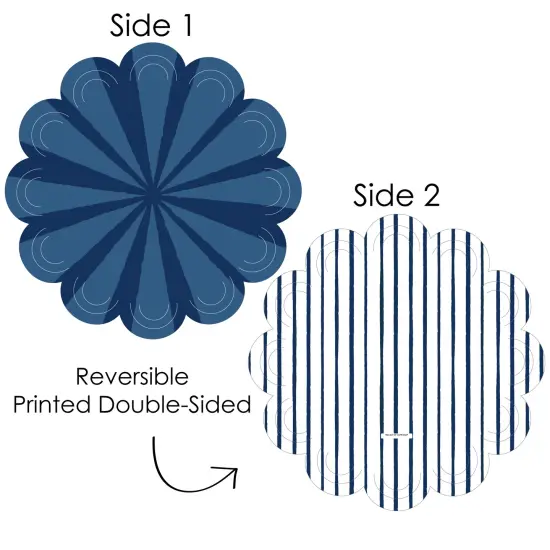 Big Dot of Happiness Navy Stripes - Simple Party Round Table Decorations - Paper Chargers - Place Setting For 12 {4}