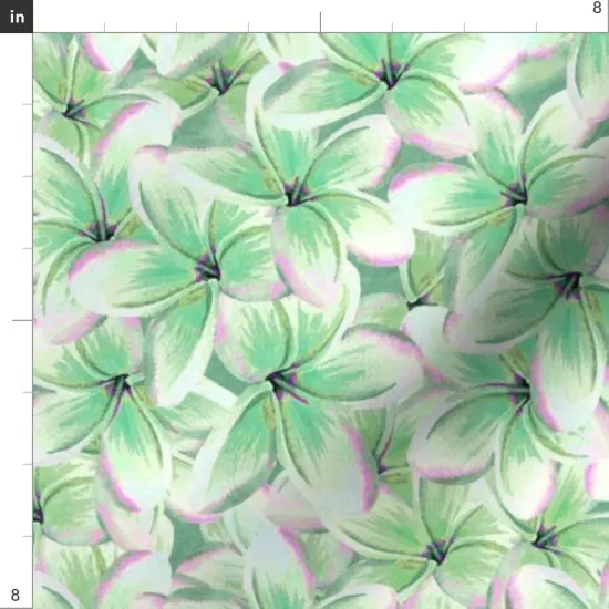 Various Fabrics by the Yard or Fat Quarter Floral Light Green Ditsy Botanical Frangipani Hawaii Custom Printed Fabric by Spoonflower {4}