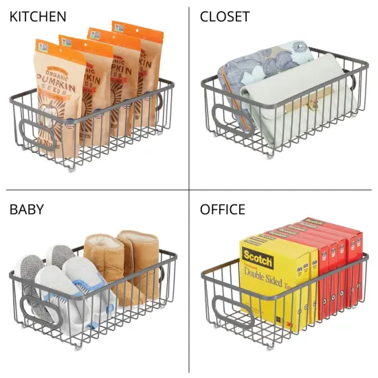 mDesign Metal Bathroom Storage Organizer Basket, 4 Pack {3}