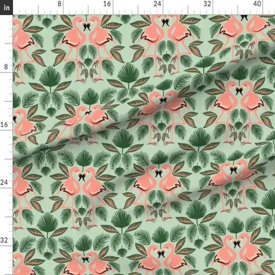 Various Fabrics by the Yard or Fat Quarter Flamingo Palm Leaves Green Pink Tropics Island Custom Printed Fabric by Spoonflower {1}