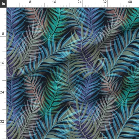 Various Fabrics by the Yard or Fat Quarter Jewel Tone Palm Tropical Foliage Rainforest Summer Purple Blue Green Large Scale Custom Printed Fabric by Spoonflower {1}