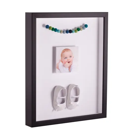 ArtToFrames 22x28 Inch Shadow Box Picture Frame, with a Satin Black Tall 1.00" Wide Shadowbox frame and Super White Mat Backing (4654) {7}