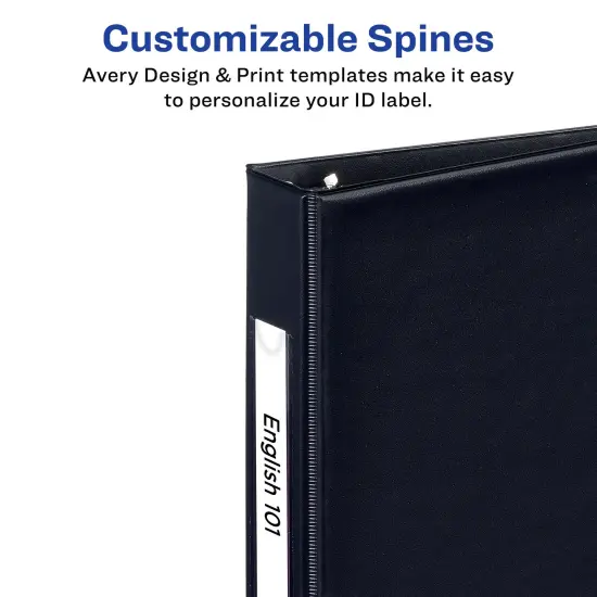 Avery 1" Mini Durable 3 Ring Binders, Round Rings, Holds 5-1/2" x 8-1/2" Paper, 175-Sheet Capacity, Black, 2 Pack (13456) {4}