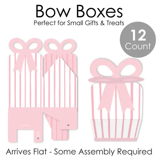 Big Dot of Happiness Pink Stripes - Square Favor Gift Boxes - Simple Party Bow Boxes - Set of 12 {7}