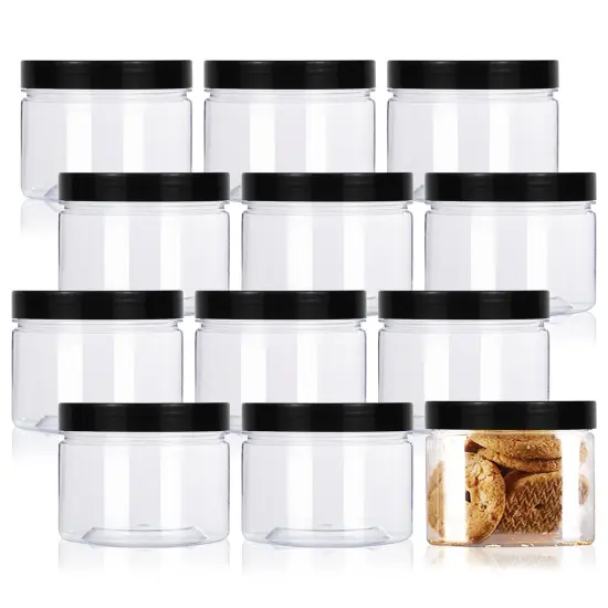 12 Pieces 8oz Plastic Jars with Lids, Clear Plastic Slime Containers Plastic Round Storage Jars Container Wide Opening Storage Jars for Kitchen, Home, Crafts Storage {2}