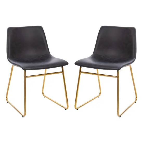 Merrick Lane Carrollton 18 inch Faux Leather Bucket Seat Dining Chairs, Set of 2 GrayLeatherSoft/Gold {1}