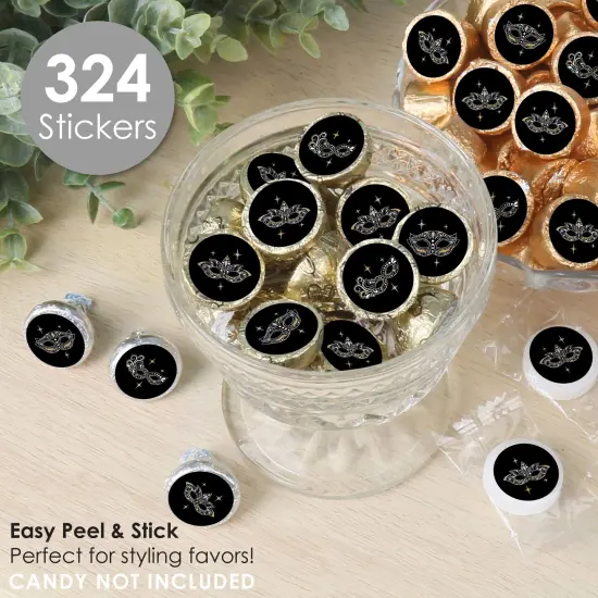 Big Dot of Happiness Masquerade - Venetian Mask Party Small Round Candy Stickers - Party Favor Labels - 324 Count {3}