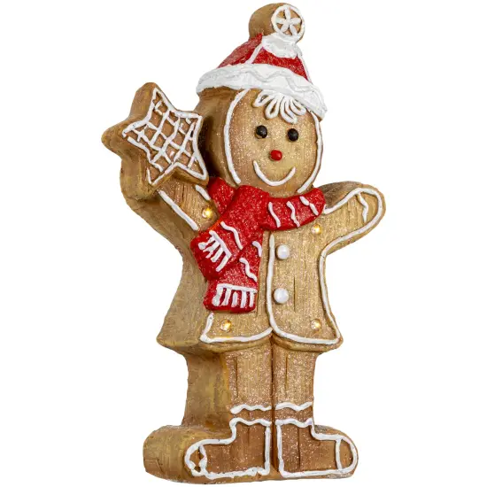 Northlight LED Lighted Gingerbread Boy with Frosted Cookie Star Christmas Figurine - 15.5" Brown {7}