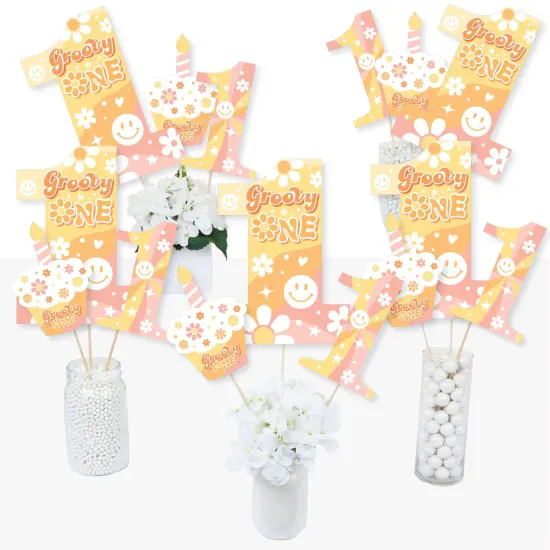 Big Dot of Happiness Groovy One - Boho Hippie First Birthday Party Centerpiece Sticks - Table Toppers - Set of 15 {3}