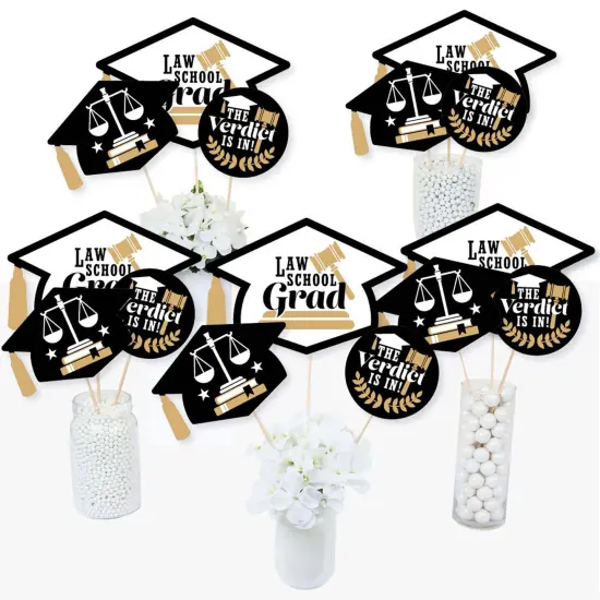 Big Dot of Happiness Law School Grad - Future Lawyer Graduation Party Centerpiece Sticks - Table Toppers - Set of 15 {3}
