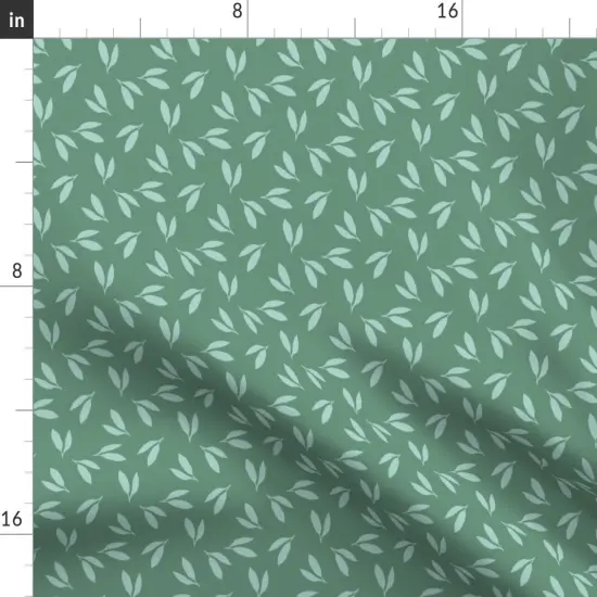 Various Fabrics by the Yard or Fat Quarter Simple Botanical Jade Green Minimal Garden Ditsy Leaf Custom Printed Fabric by Spoonflower {2}