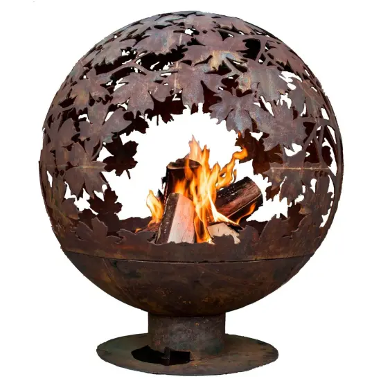 Esschert Design 28" Brown Rustic Finish Large Leaf Outdoor Fire Sphere {1}