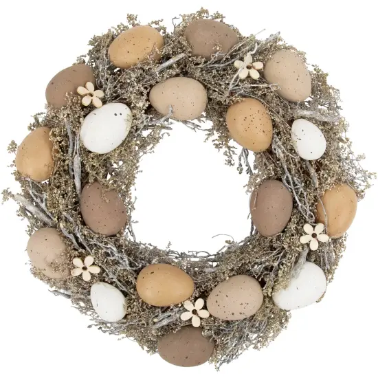 Northlight 12" Natural Earth Speckled Egg Easter Twig Wreath Brown {1}