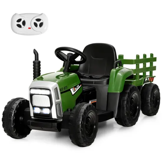 Iron Ride-On Tractor with Trailer, Music and Safety for Kids Dark Green {2}