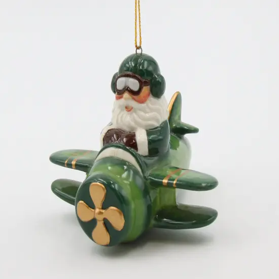 Ceramic Irish Santa Flying Airplane Ornament, Gift for Her, Gift for Pilot, Irish Saint Patrick&rsquo;s Day D&eacute;cor, Christmas Decor, Irish Airlines {2}