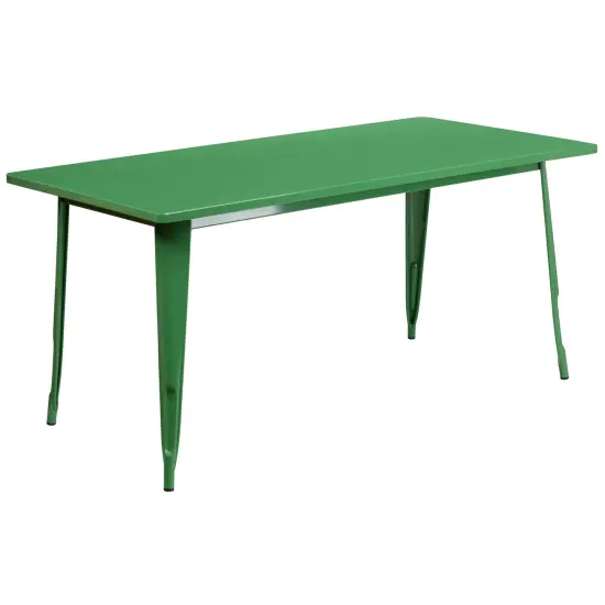 Emma and Oliver Commercial 31.5" x 63" Rectangular Colorful Metal Indoor-Outdoor Dining Table Green {2}