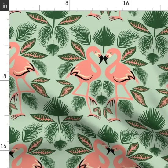 Various Fabrics by the Yard or Fat Quarter Flamingo Palm Leaves Green Pink Tropics Island Custom Printed Fabric by Spoonflower {2}
