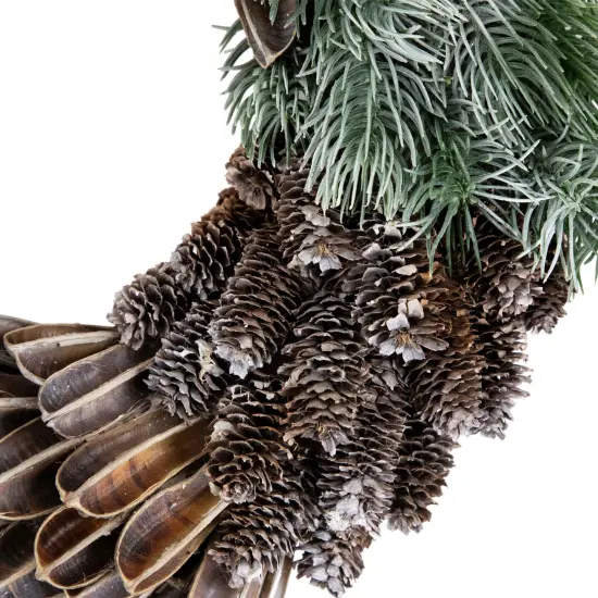 Northlight Brown and Green Pine Needle and Pine Cone Artificial Christmas Wreath, 13.5-Inch, Unlit {3}
